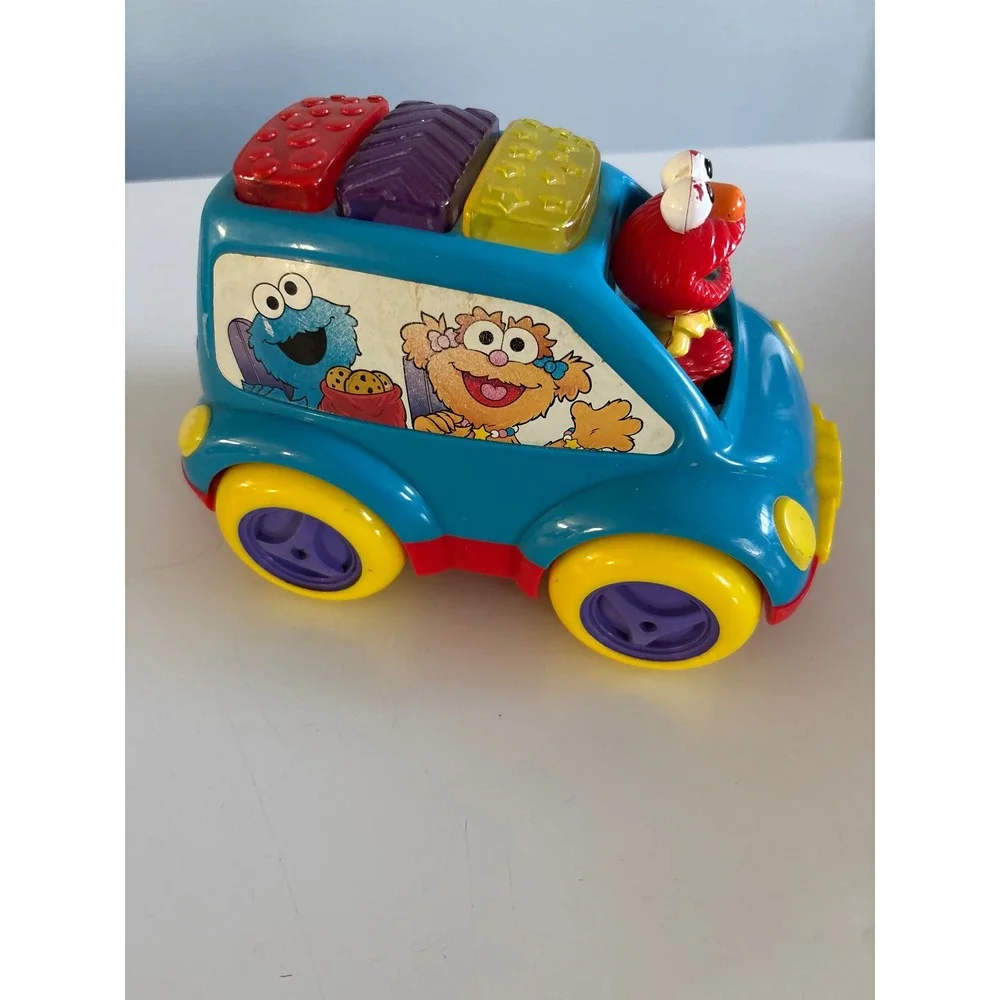 Vintage Sesame Street‎ Elmo Musical Light Up Activity Van Toy Illco 1990s Blue